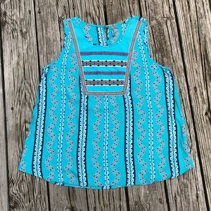 NEW DIRECTIONS Blue Tribal Aztec Tunic Top Shirt L